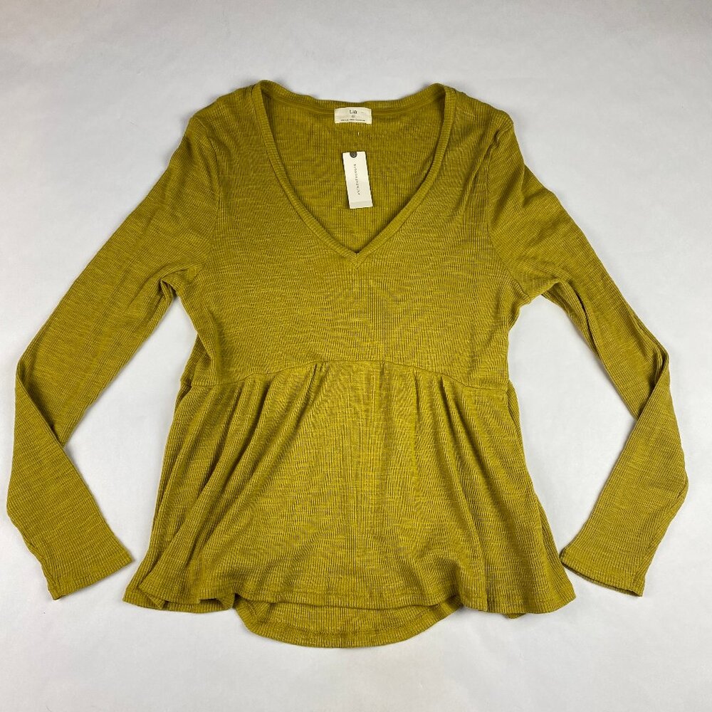 NWT Anthropologie T.La Gold Babydoll Peplum Top Women's Size Large - Picture 3 of 14